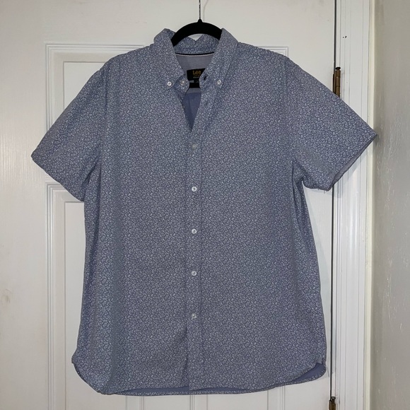 Lee Blue and White Floral Regular Fit Collar Button Down Shirt Size Mens Large - Picture 2 of 5